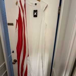 Fire red and white jumpsuit